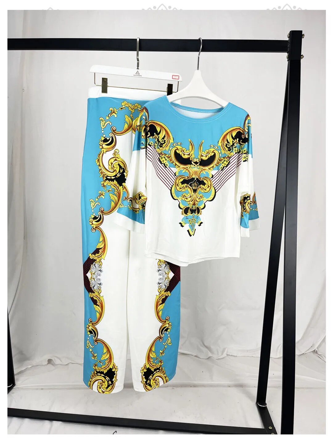 New women's pants set: African clothing combination wide leg pants new fashion image 6