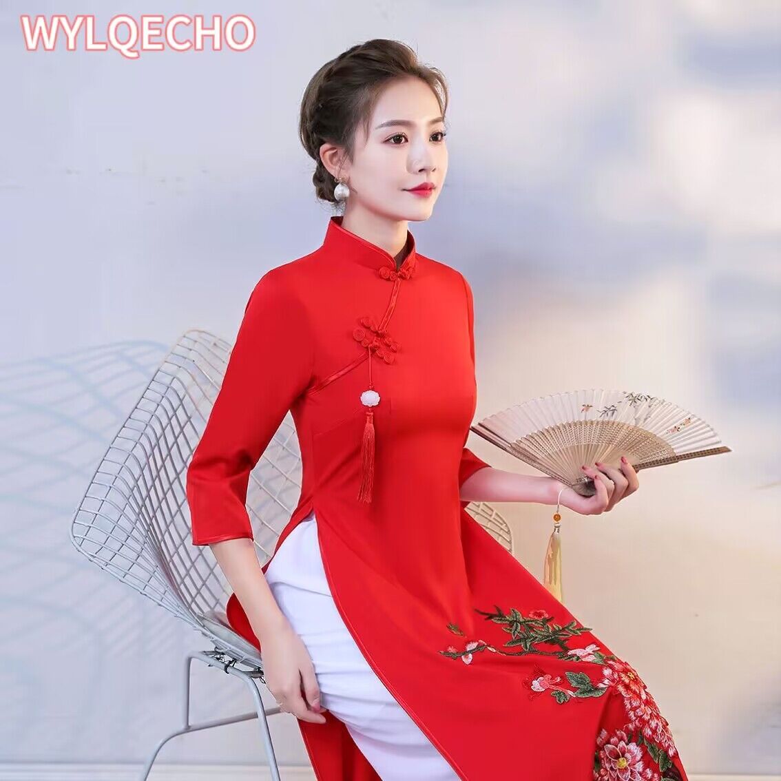 2024 Vietnam Ao Dai Cheongsam Traditional Oriental Dress Set Improved Vietnam A image 8