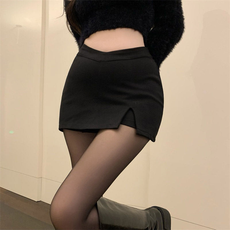 Gidyq Women Cute Split Shorts Skirt Summer Korean High Waist Office Ladies Mini image 1