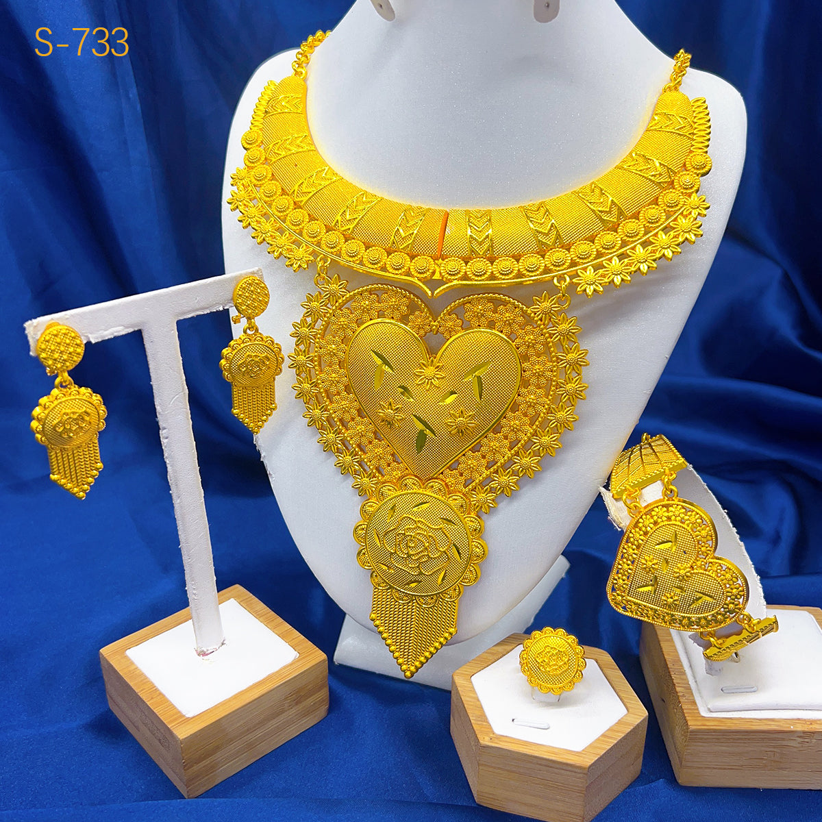 ANIID Luxury Dubai Big 4PCS African Gold Color Jewelry Necklace Sets For Women image 4