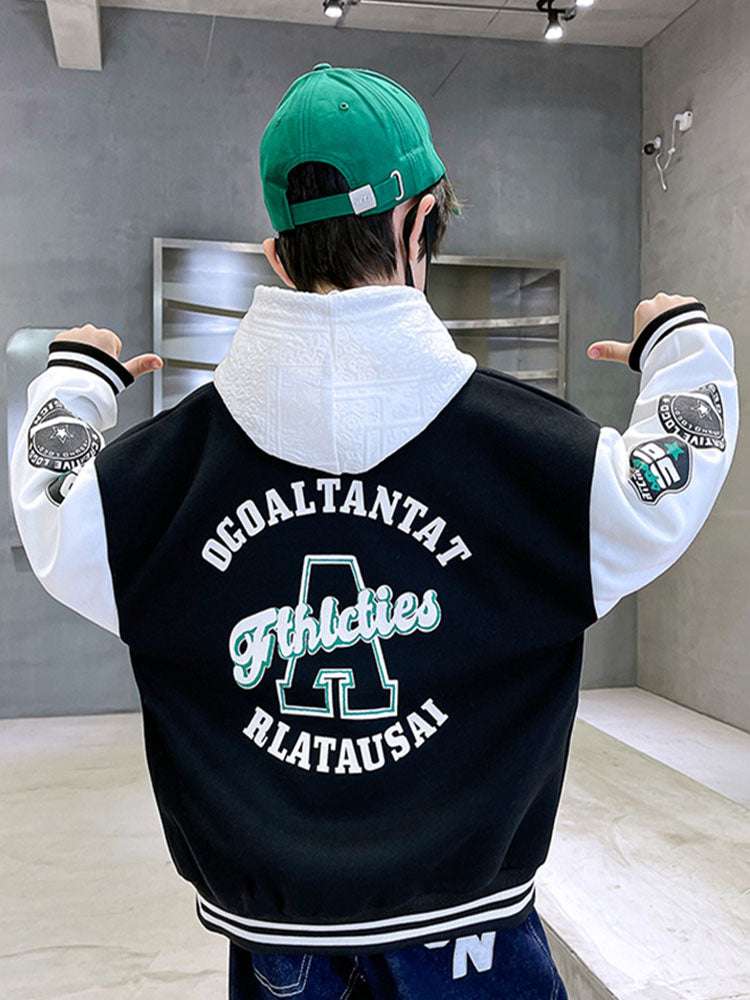 Kids Boys Bomber Jacket Children Spring Autumn Letter Print Outerwear Streetwea image 4