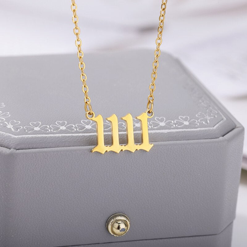 Lucky Angel Number 1111 Necklaces For Women Gold Color Stainless Steel image 10