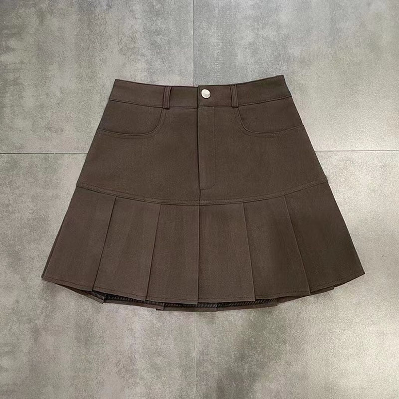 Y2K Vintage High Waist Pleated Skirt Women College Style Uniforms Safety Pants image 1