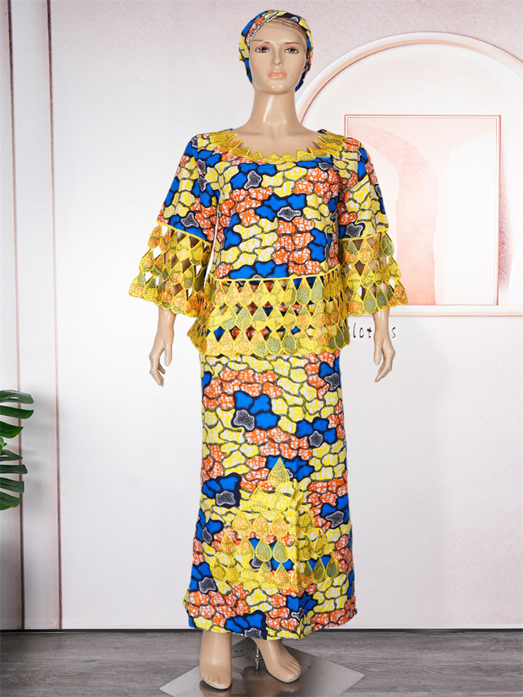 3XL 4XL Women Plus Size Clothing African Dashiki Print Wax Dress Wedding Party image 0