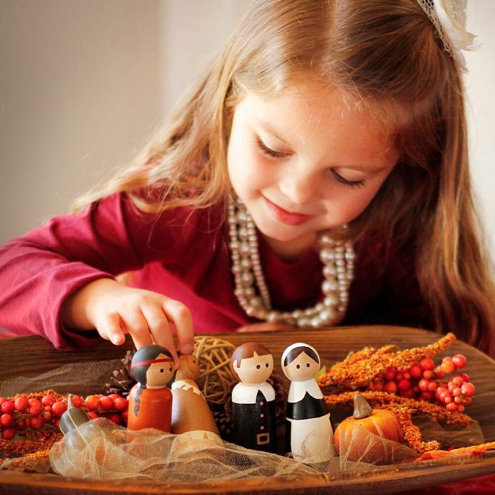 28PCS 35mm 55mm 63mm Wooden Peg Dolls Hardwood Natural Unfinished Boy Girl Wood image 2