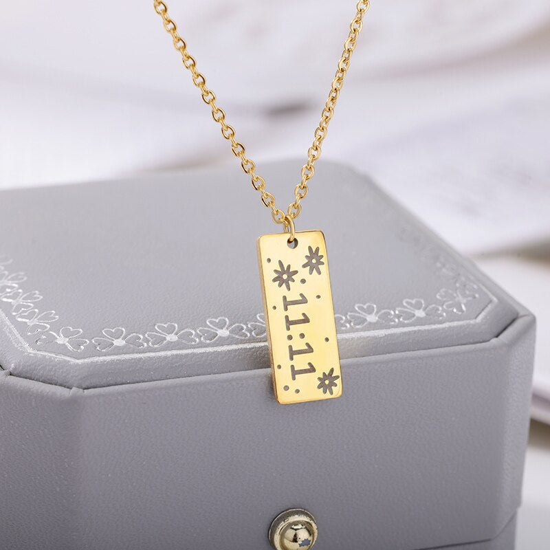 Lucky Angel Number 1111 Necklaces For Women Gold Color Stainless Steel image 8