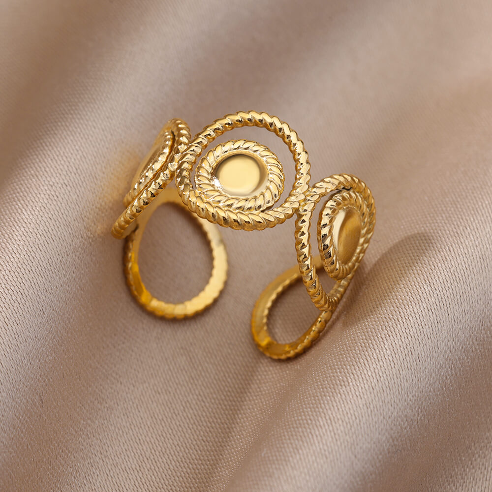 Stainless Steel Rings for Women Aesthetic Sunflower Gold Plated Wedding Couple image 26