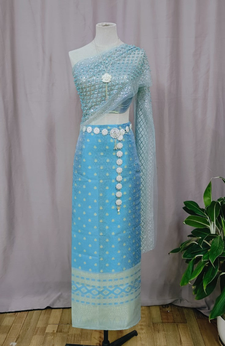 2023 New In Summer Women Strapless Shawl Top and Skirt Five-Piece Set Long Ao D image 11