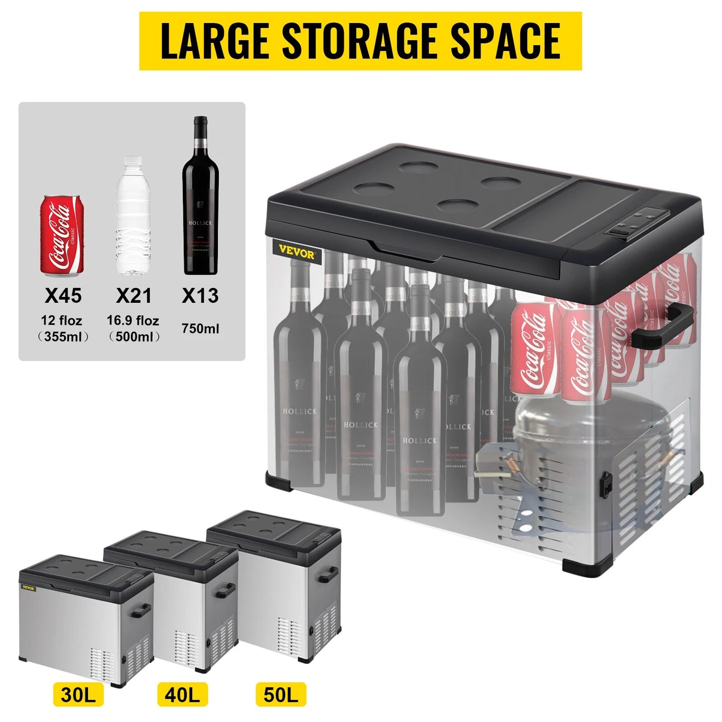 VEVOR 30L 40L 50L Mini Car Refrigerator Portable Fridge Freezer 12/24V DC 110-2 image 8