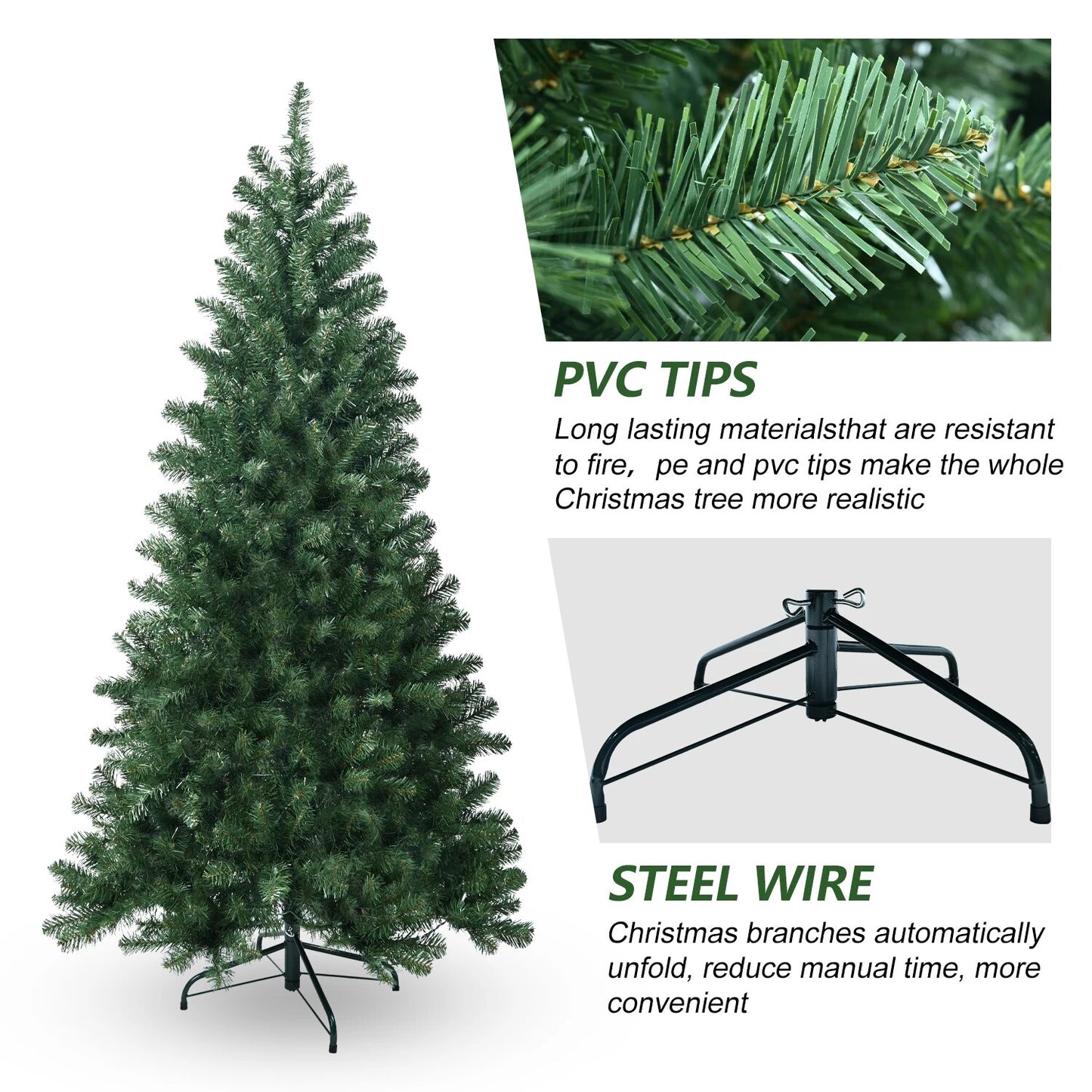 4/5/6/7/7.5/8/9FT Flocked Christmas Tree Easy Assembly Artificial Holiday Xmas image 0