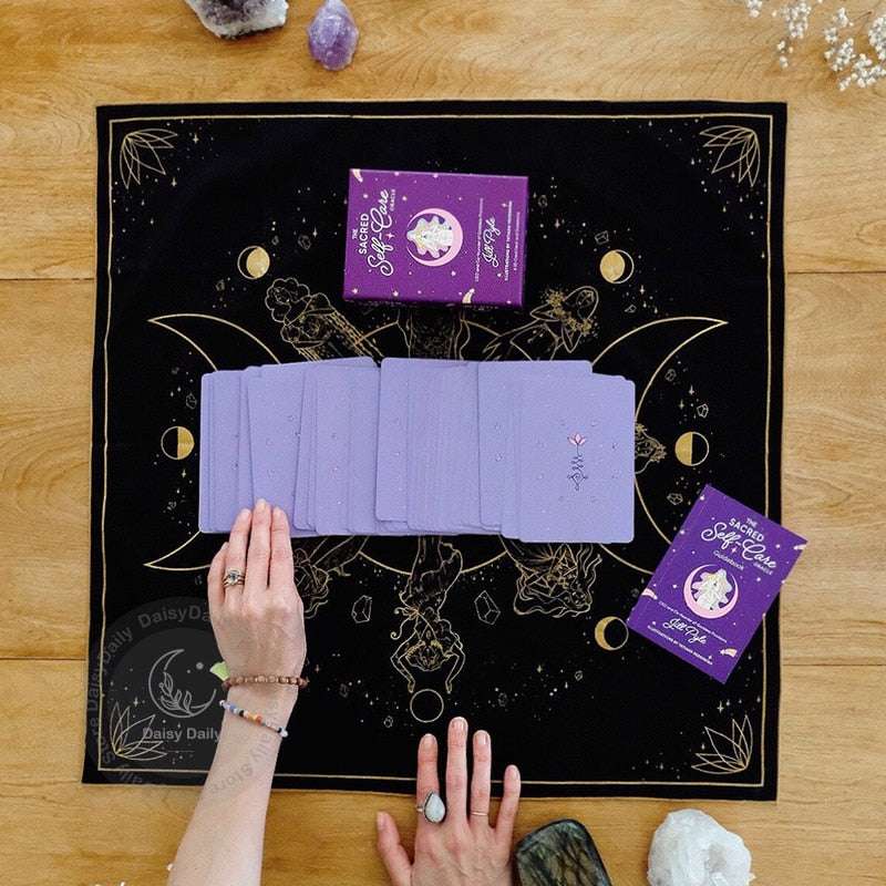 Black Gold Moon Phase Tarot Mat Oracle Mats Altar Cloths Tarot Altar Shrine Clo image 4