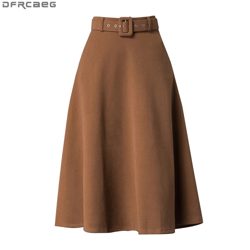 Elegant High Waist Long Skirts For Women Autumn Winter Woolen Velvet Skirt With image 0