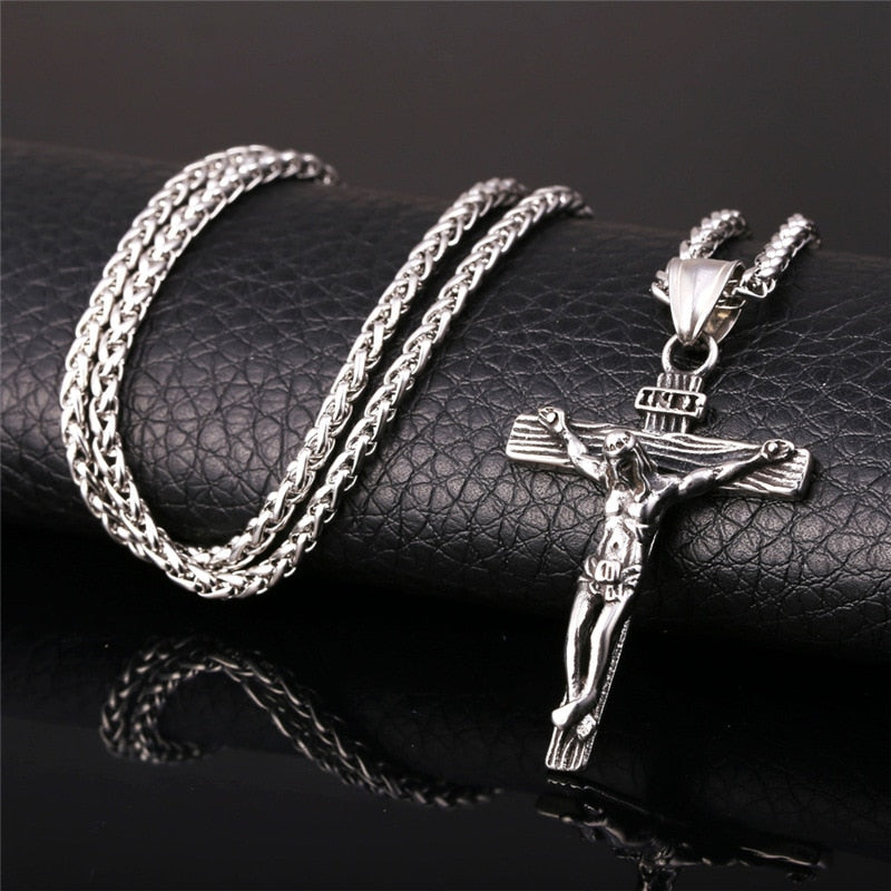 Religious Jesus Cross Necklace for Men 2020 New Fashion Gold Silver Color image 6