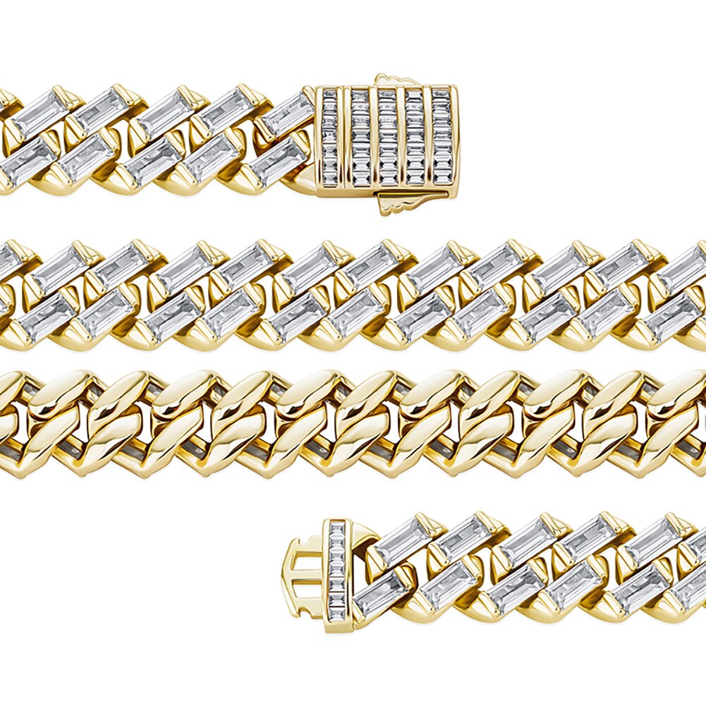 TOPGRILLZ 12MM Iced Out Baguette Channel Set Cuban Necklace in White Gold image 4