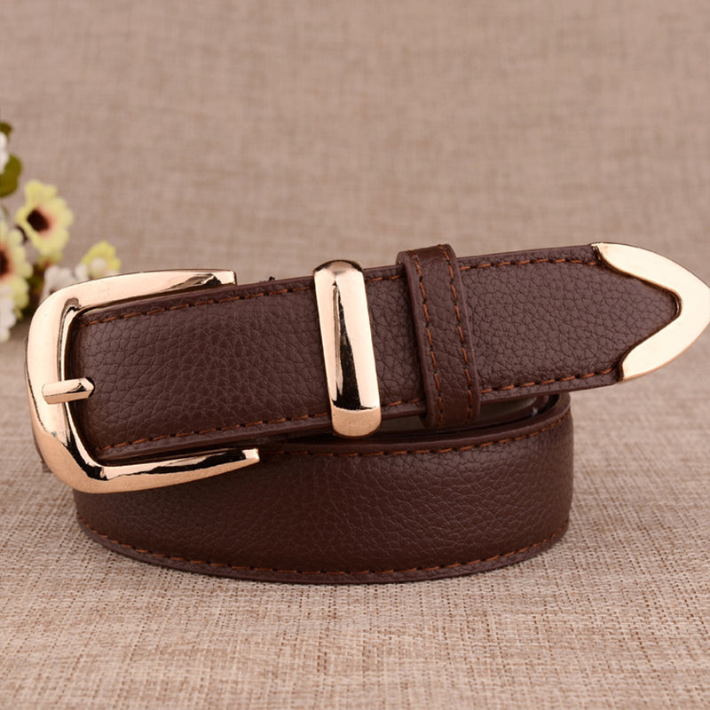 Fashion Women Leather Belts High Quality Gold Buckle Best Matching Dress Jeans image 4