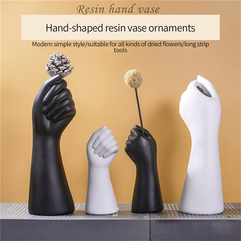 Room Decor Hand-shaped Vase Golden Hand Vase Flowers Modern Home Office Decor o image 0