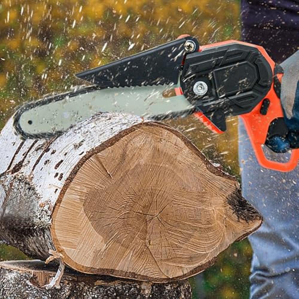 Mini Cordless Chainsaw 2-in-1 Handheld Tree Trimming with 3Pack Battery Lightwe image 3