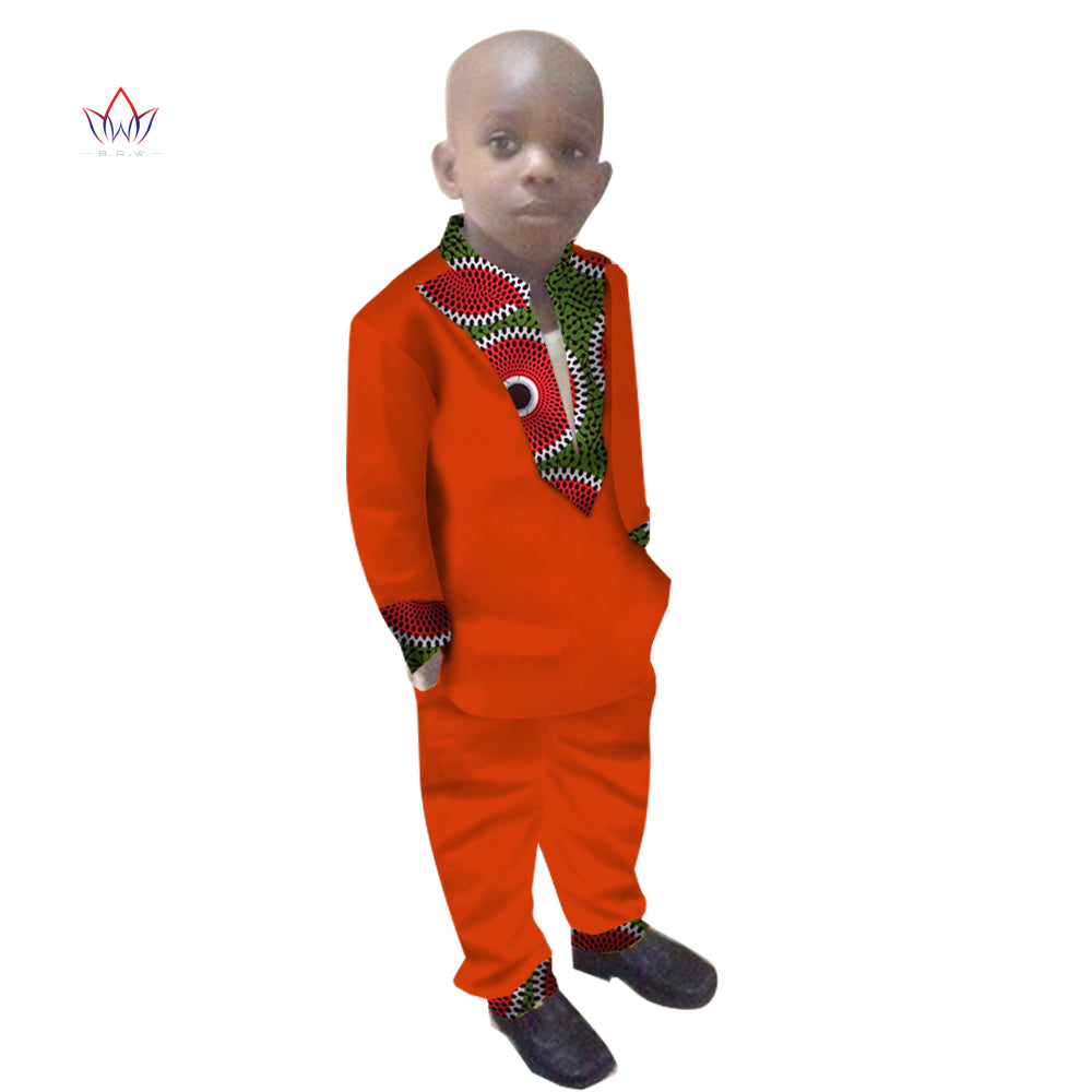 Boys Clothes African Dashiki Kids Clothing LongoingSleeves Plus Solid Color Lon image 3