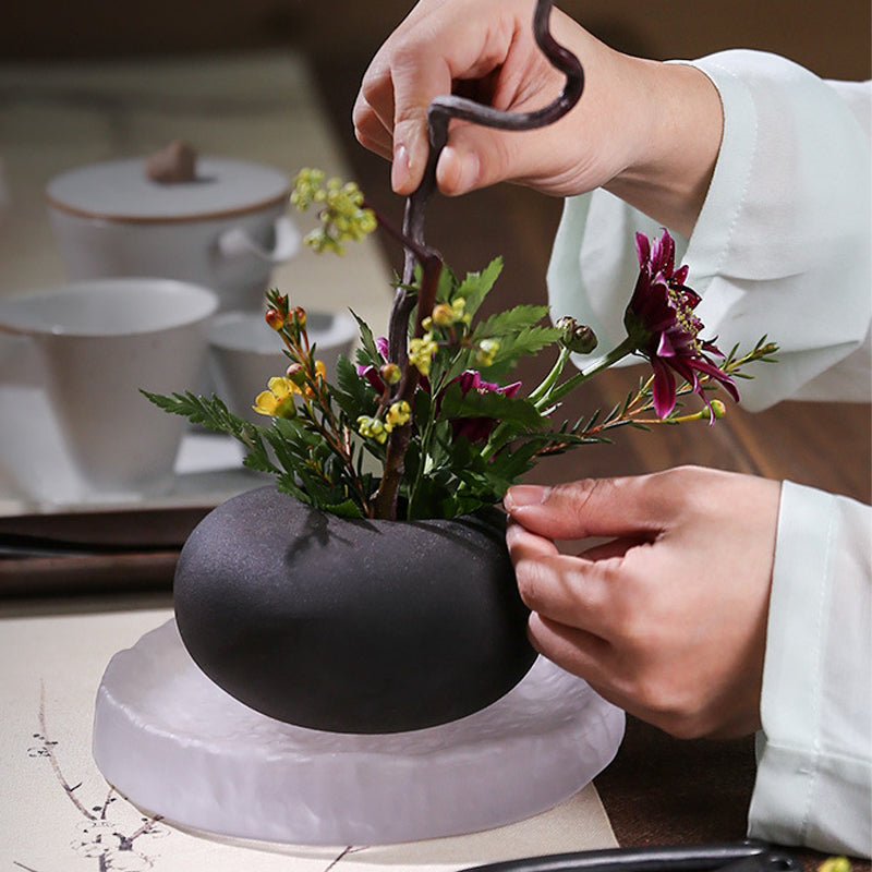 Ceramic Small Water Drop Flower Pot Vase Device Zen Tea Table Desktop Japanese image 4