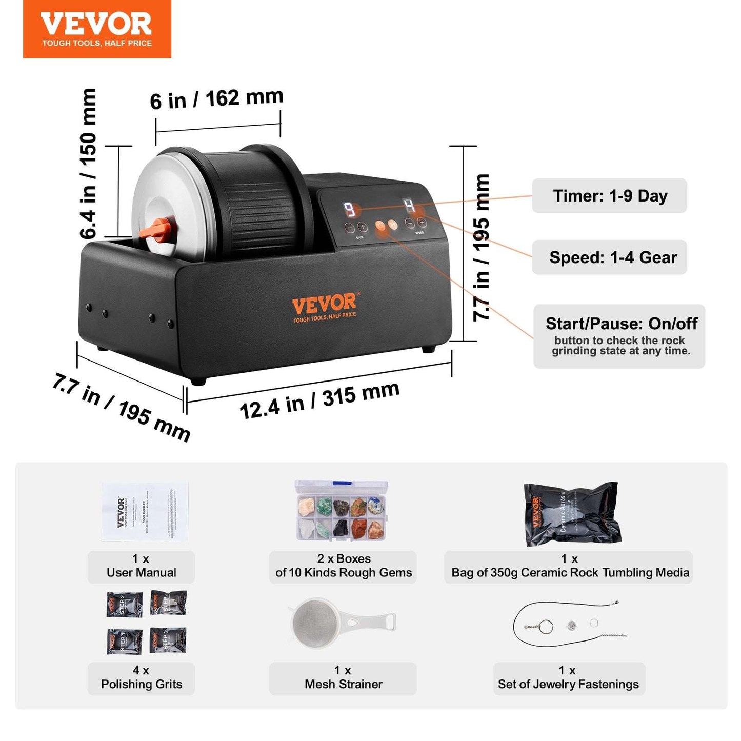 VEVOR Professional Rock Grinder Kit Rock Polisher For Kids And Adults Electroni image 3