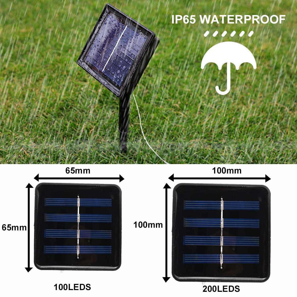 200/100/30LED 22/12/6.5M Solar Powered IP65 Waterproof Fairy String Copper Wire image 8
