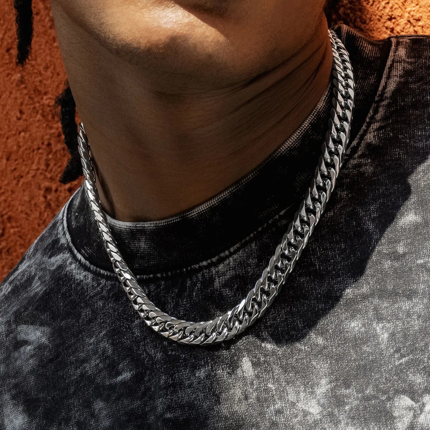 18k Gold Plated Mens Curb Cuban Link Chain Necklaces 316L Stainless Steel Brace image 7