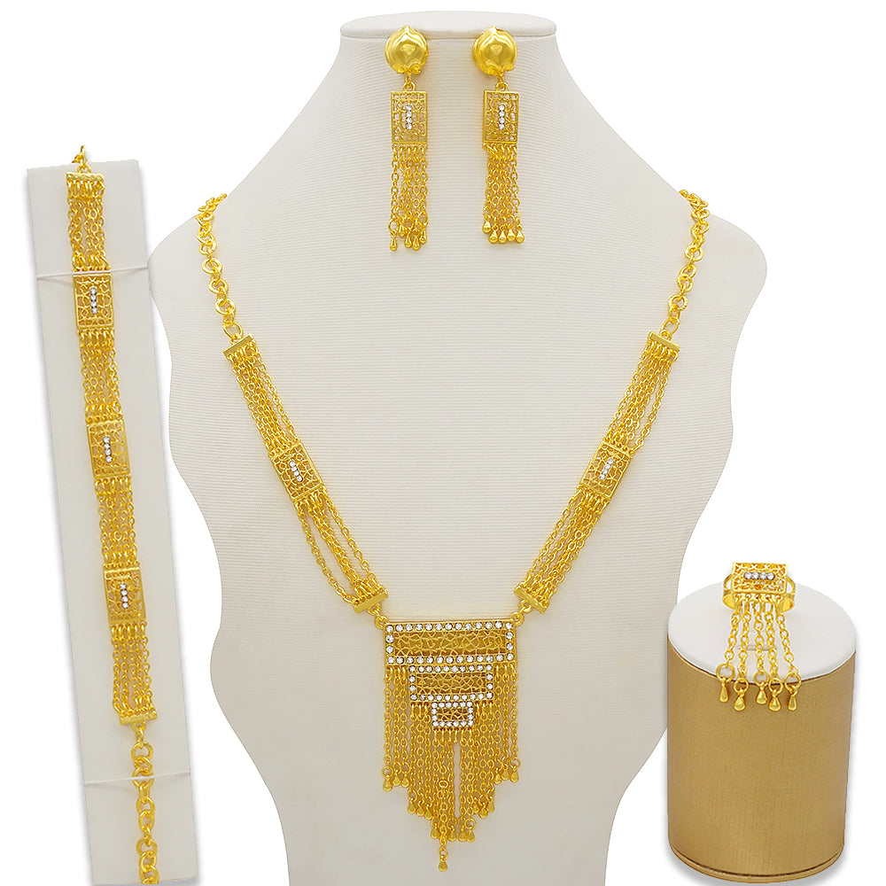 Arabic Dubai Jewelry Set for Women Earrings Ethiopian African Long Chain Gold C image 18