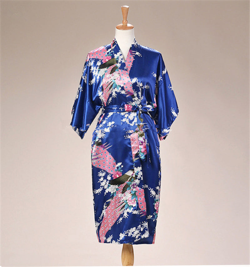 Women Satin Pajamas Bathing Robe Gown Japanese Traditional Women Sakura Kimono image 14