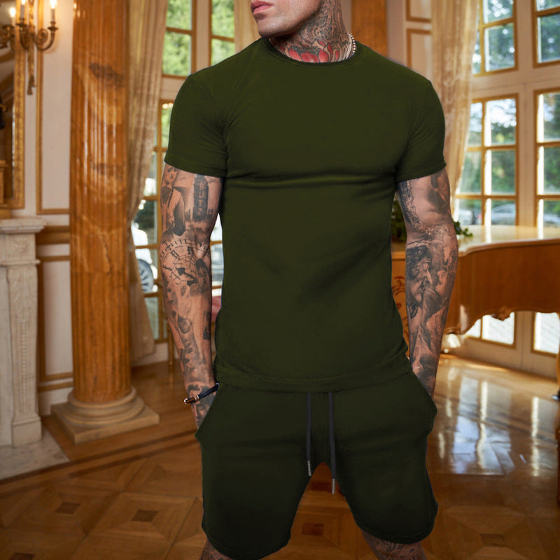 Fashionable summer outdoor sports set, men's short sleeved T-shirt shorts, casu image 2