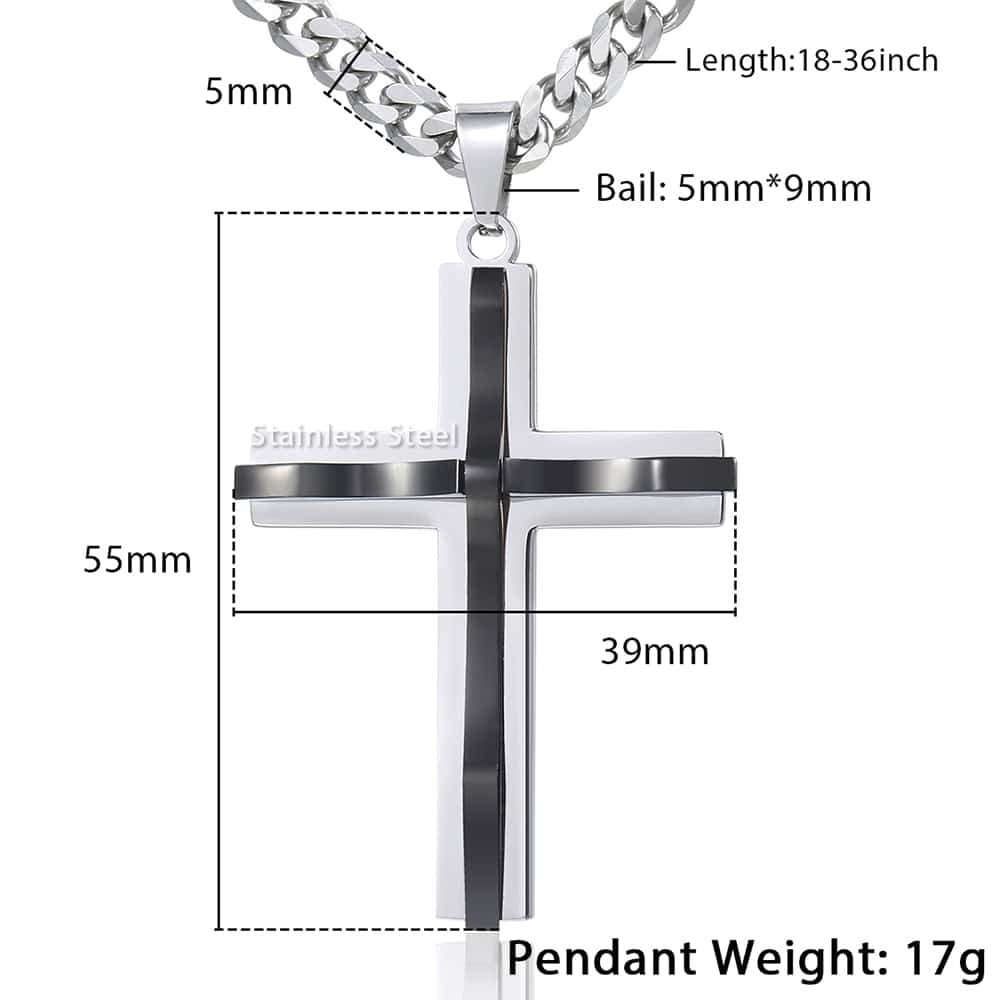 Gold Silver Color Cross Pendant Necklace For Men Stainless Steel Pendant Neckl image 9