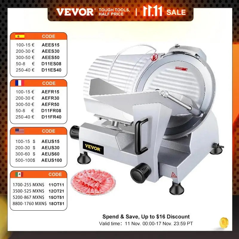 VEVOR 10 Inch Blade Electric Food Slicer Cutter Grinder Meat Slicer Machine for image 1
