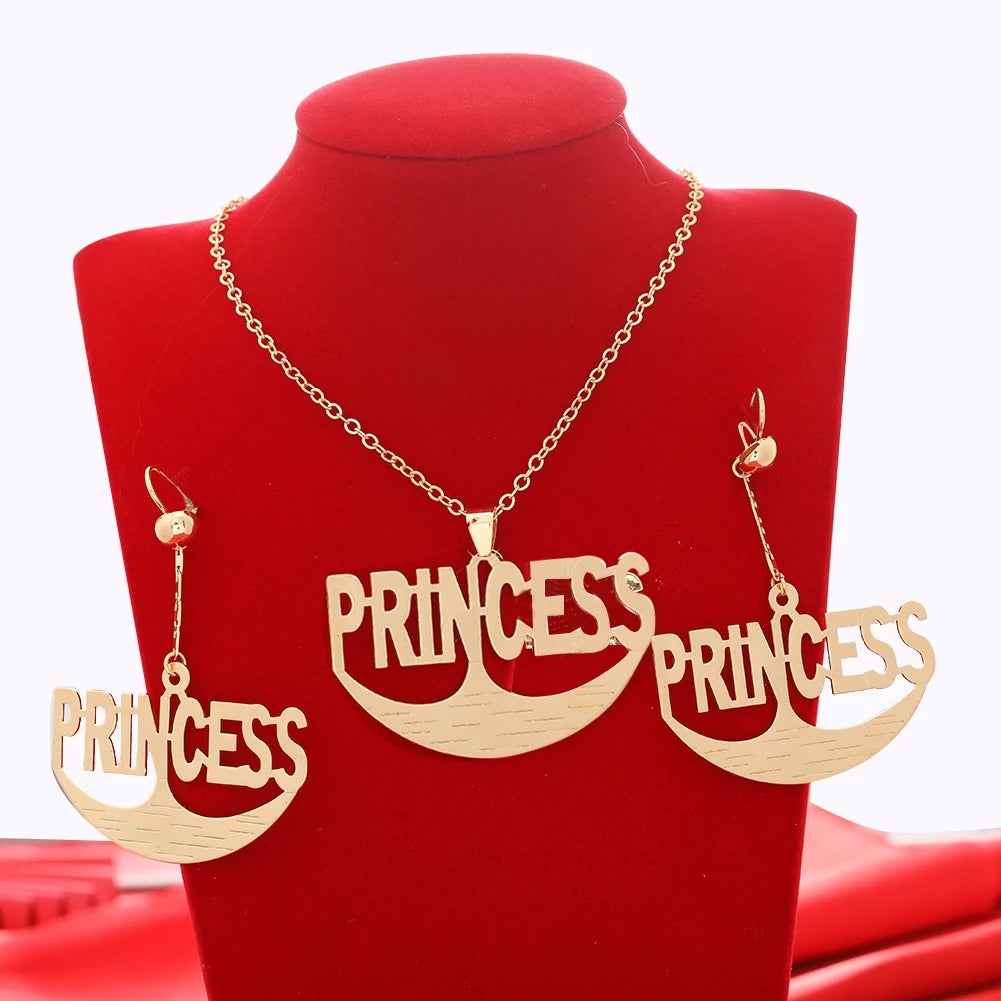 Dubai Gold Color Letter Blessing Jewelry Sets For Women African Wedding Necklac image 5