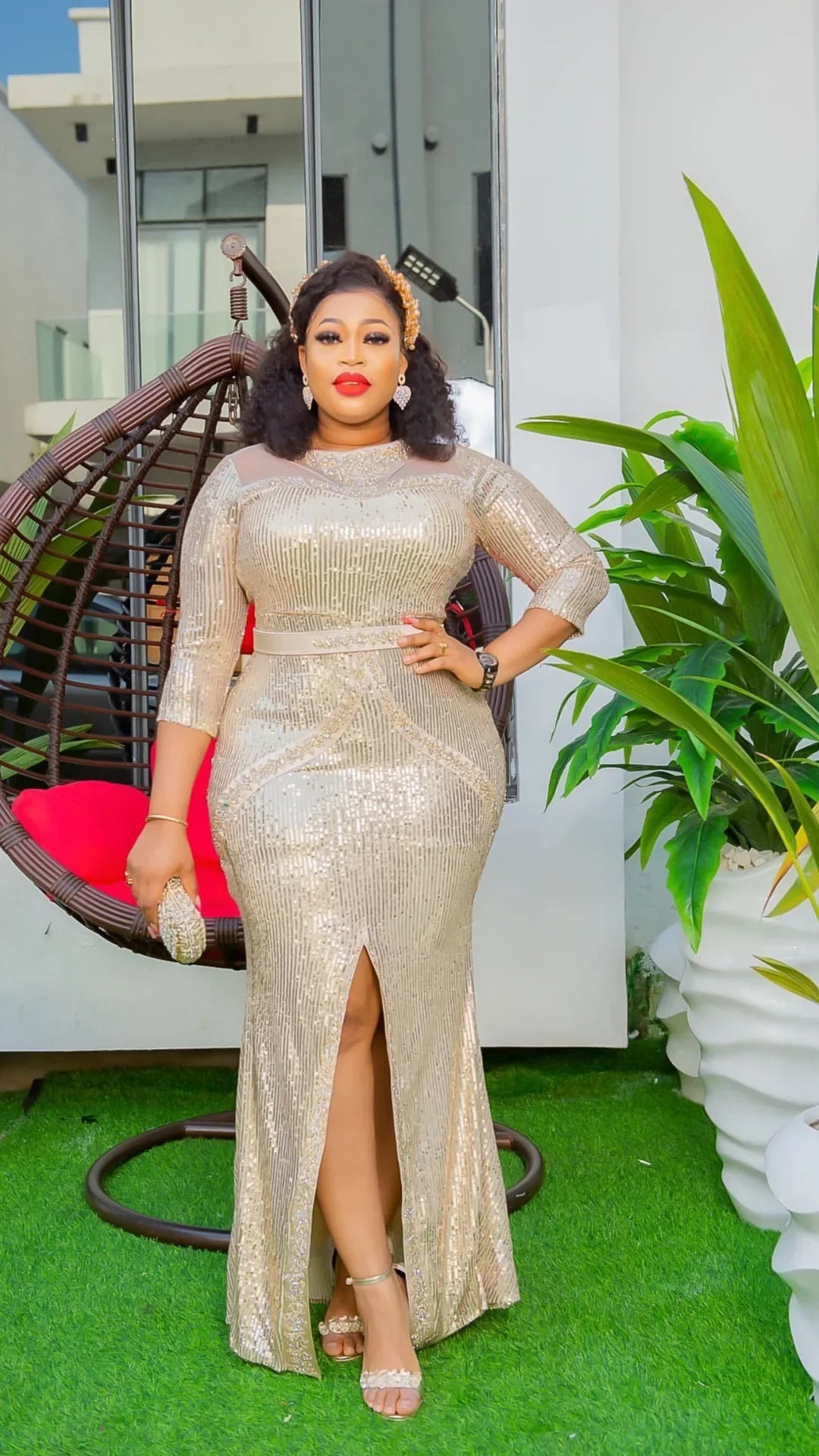 Plus Size African Party Dresses for Women Dashiki Ankara Sequin Wedding Evening image 5