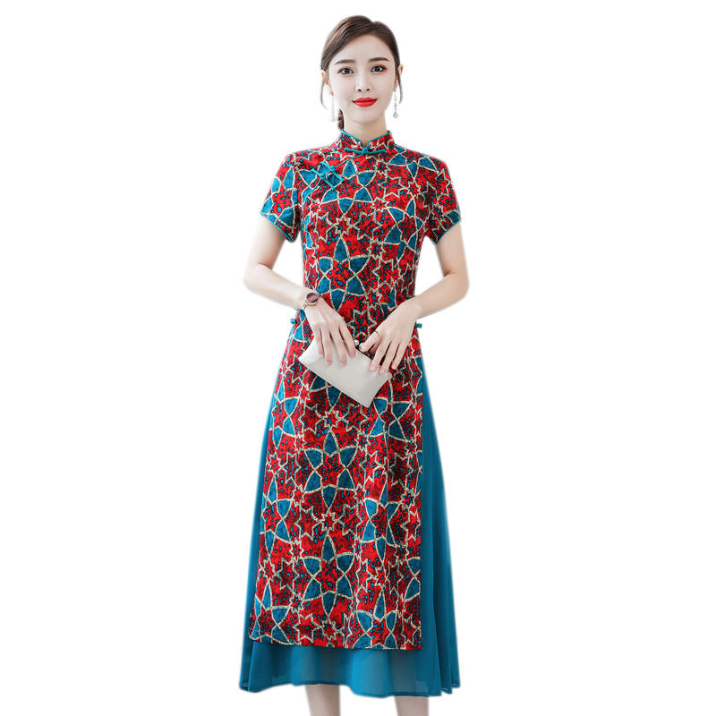 2022 Vietnam Aodai Dress for Women Chinese Traditional Plus Size Qipao Dress Re image 5