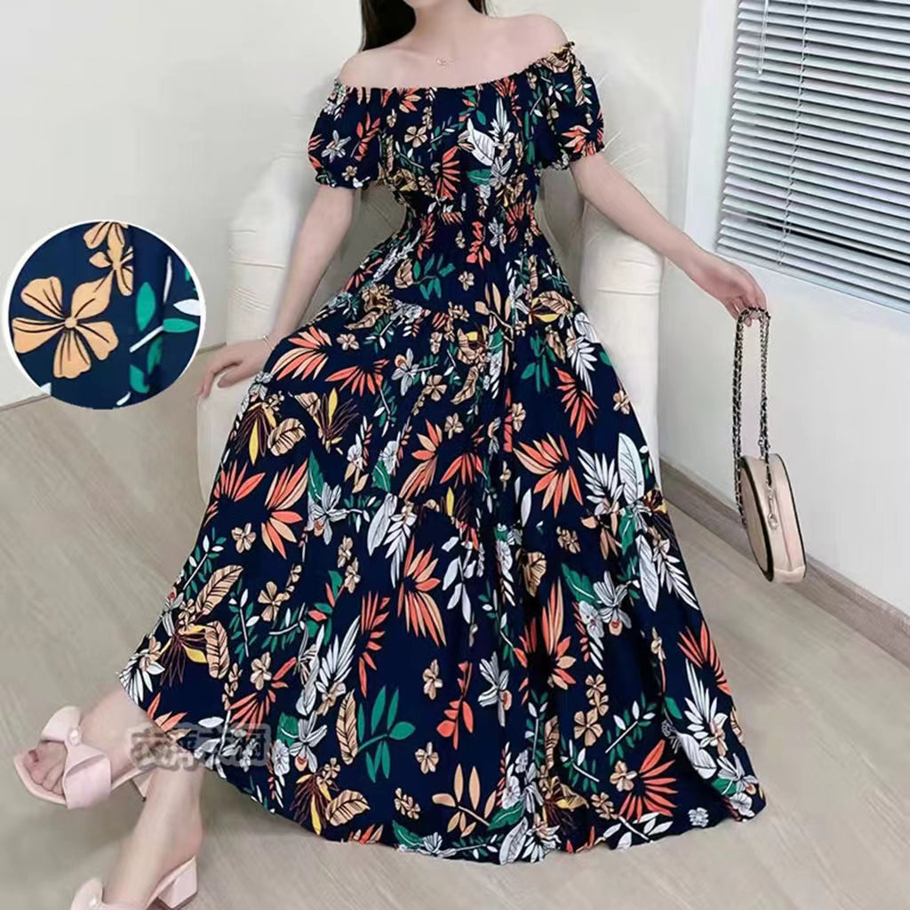 Bohemian Summer Trendy New Elegant Retro Vintage Midi Dress Large Swing Print E image 8