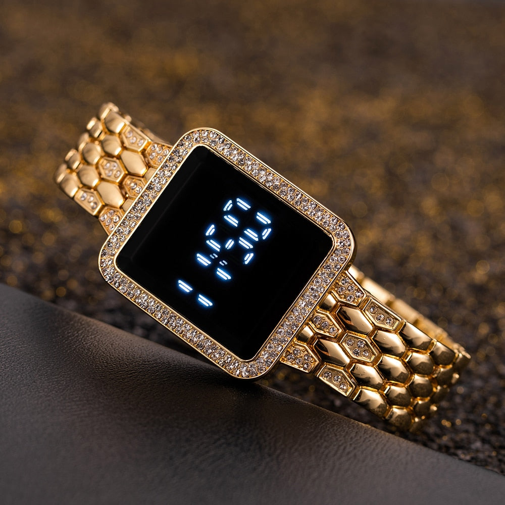 Women Watch 2023 Top Luxury Rhinestone Rose Gold Wrist Watch for Women Fashion image 4