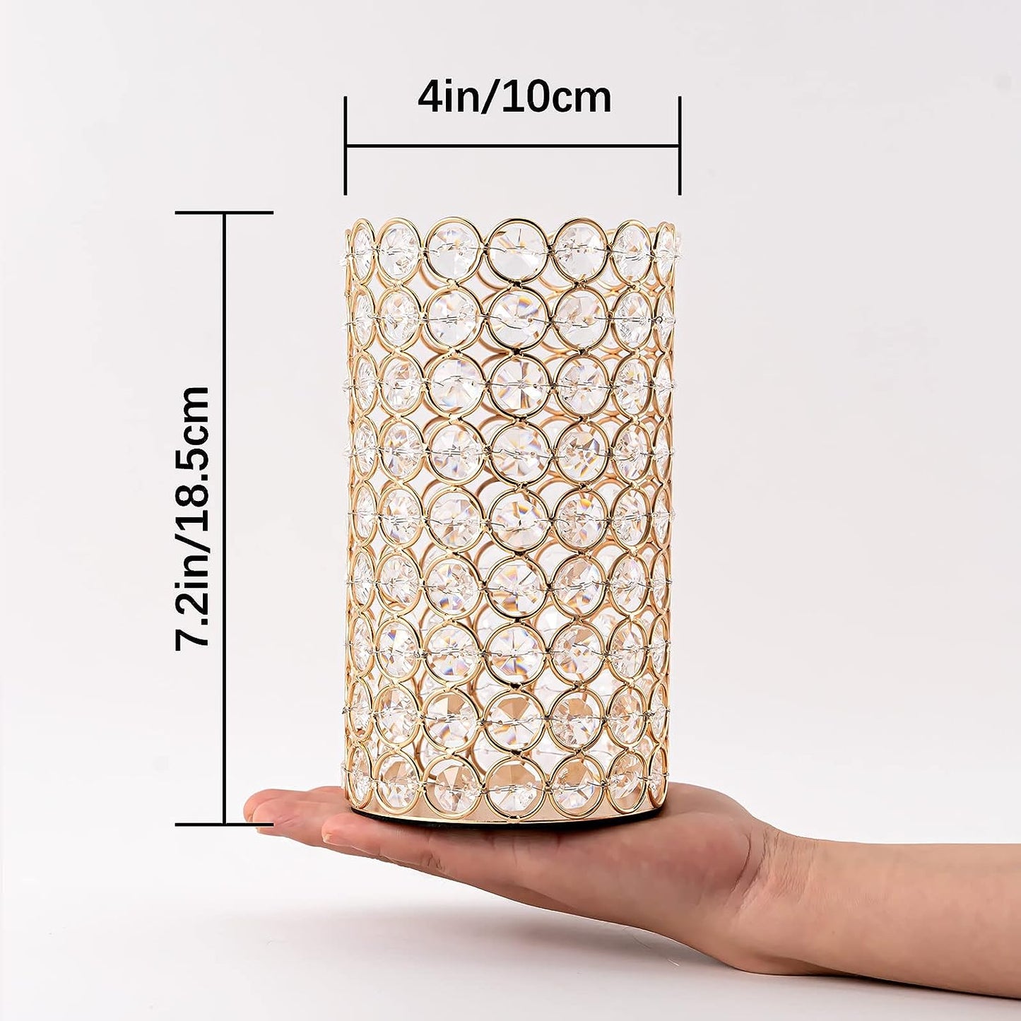 Christams Home decorative Gold Crystal Cylinder Flower Vase,Wedding Table Cent image 3