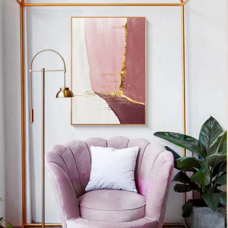 Pink Gold Ink Home Decorative Painting Abstraction Modern Art Spray Pictures B image 4