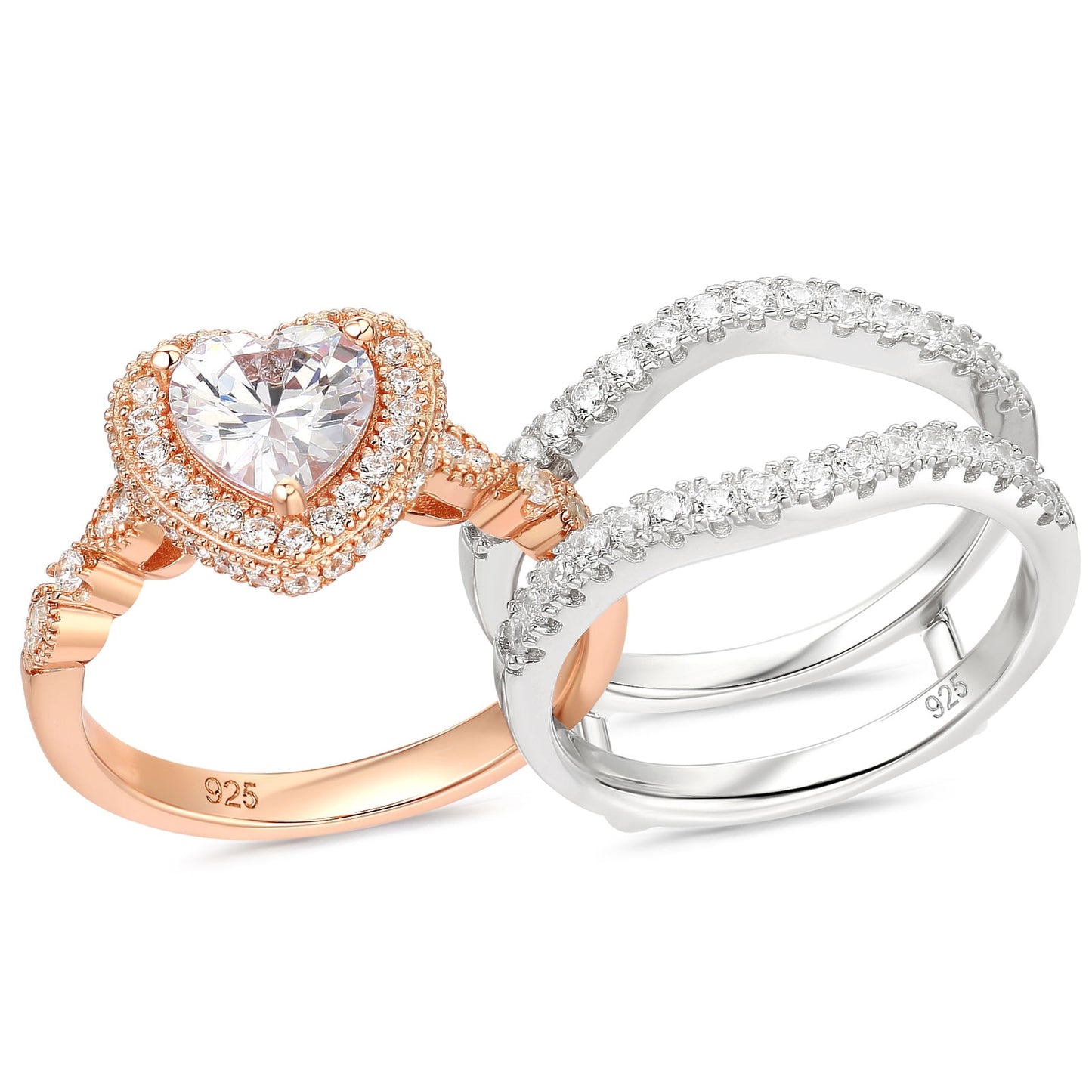 Newshe Multi Shape Romantic Rose Gold Engagement Ring Set for Women image 0