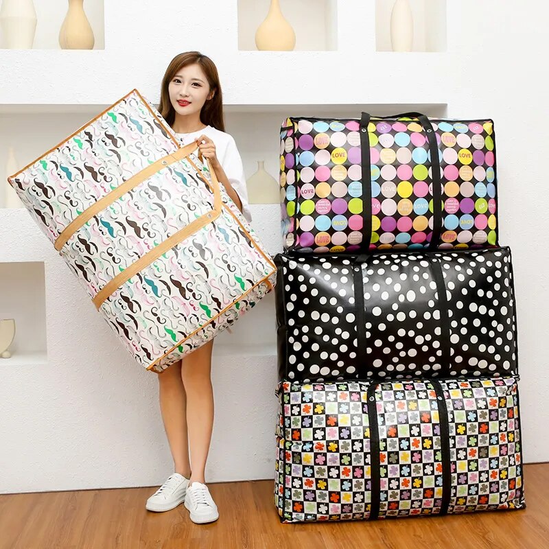 High Quality Printed Large Zipper Travel Luggage Laminated PP non-woven Tote Qu image 9