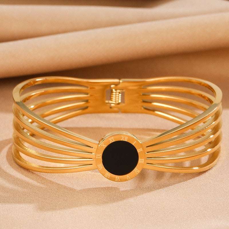 Stainless Steel Punk Gold Color Bangles for Women Men Trendy Metal Bracelets Bo image 5