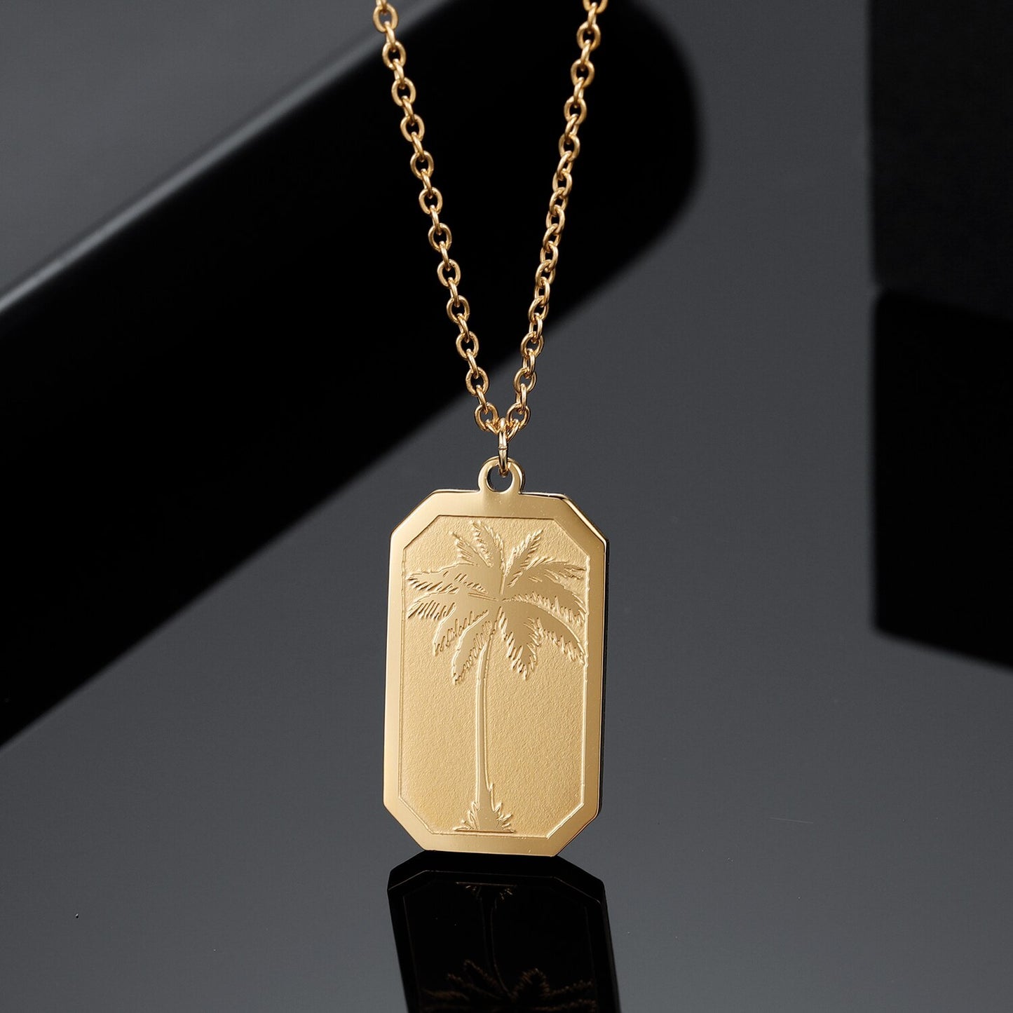 Necklace For Women With Palm Tree Gold Stainless Steel Chain Personalized image 8