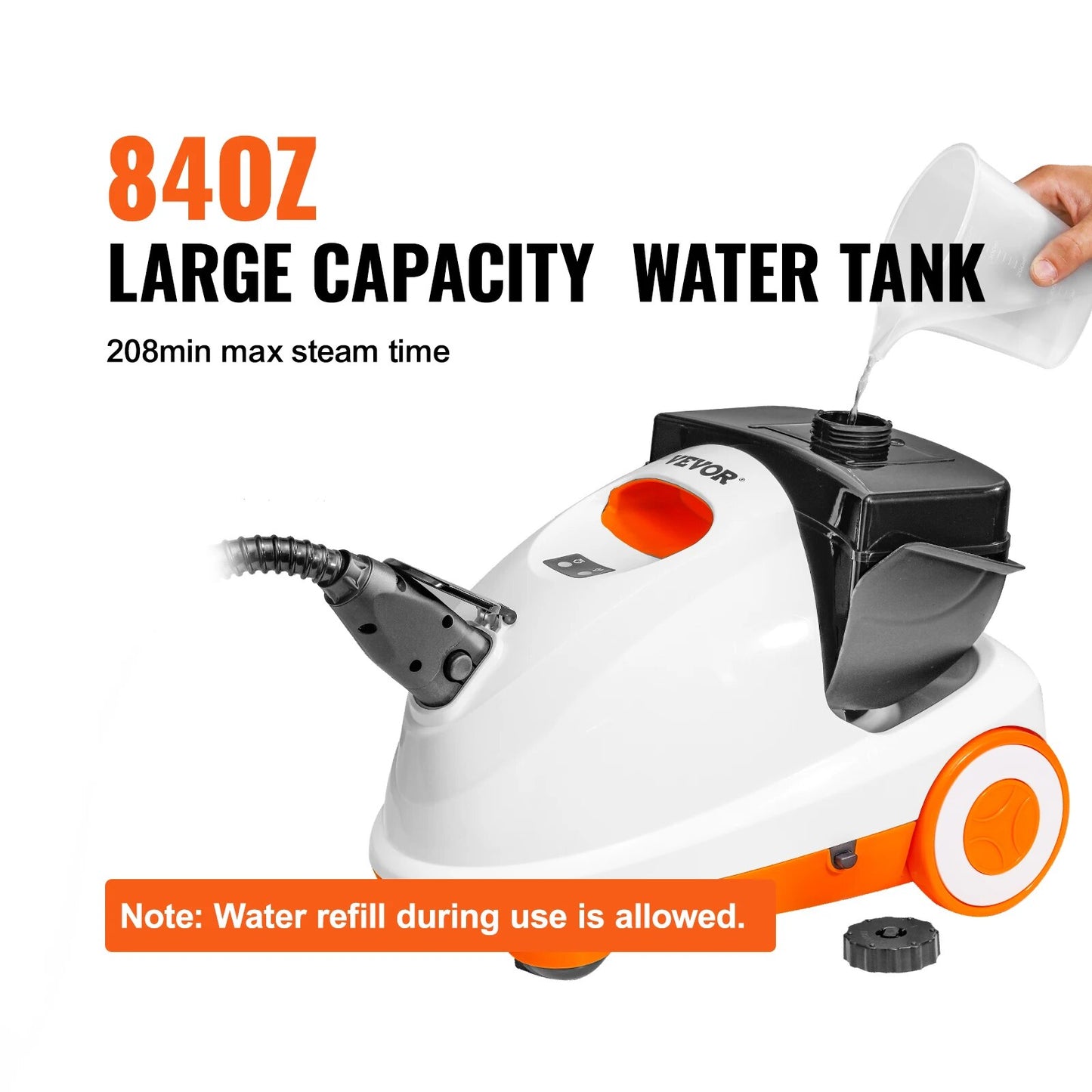 VEVOR Steam Cleaner W/ 85/51/45oz Tank Portable Steam Cleaner Chemical-Free Ste image 8