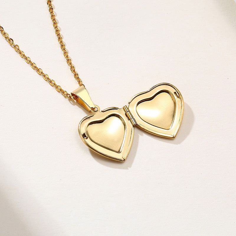 Fashion Heart Locket Necklaces for Women Lady Jewelry Gold and Silver Color Per image 5