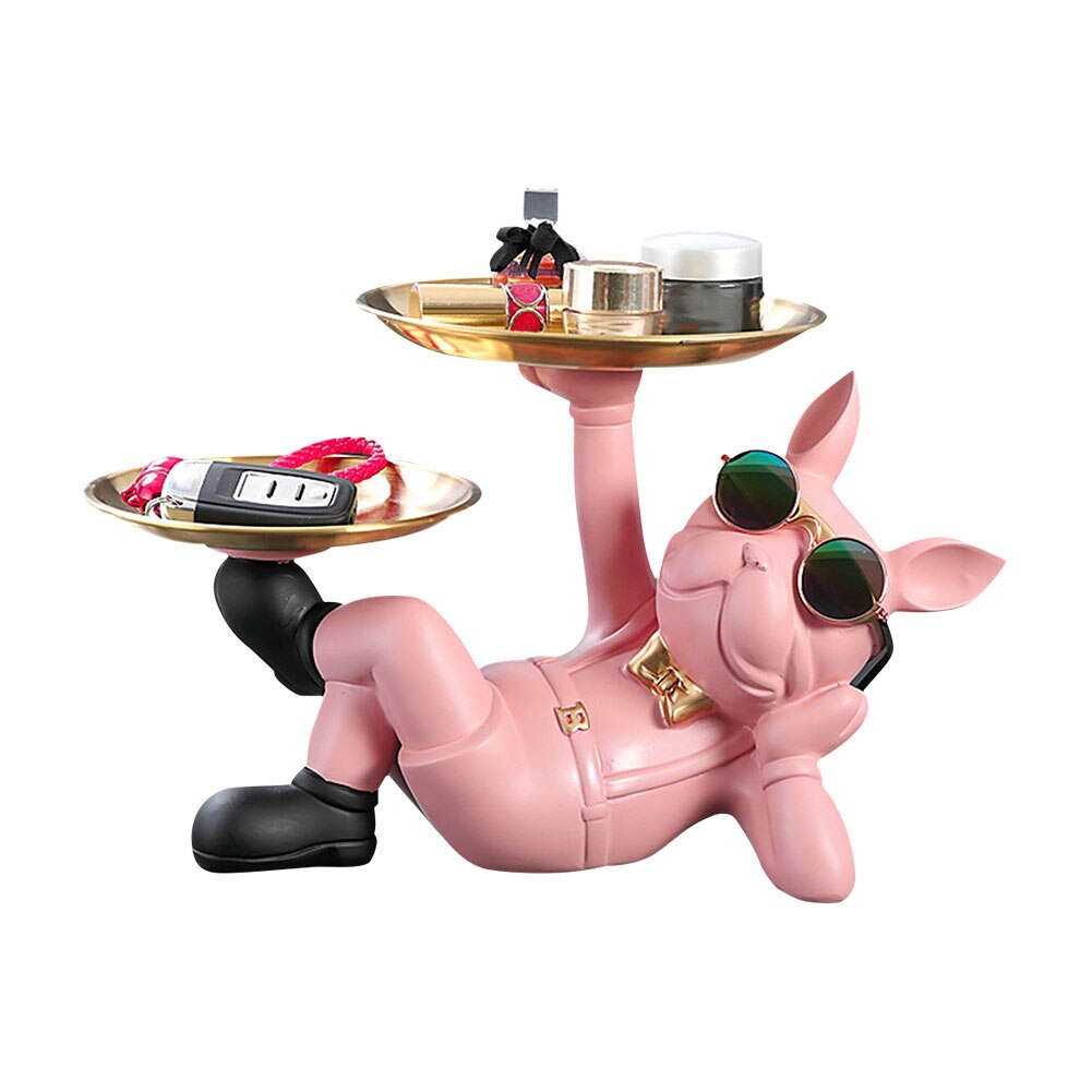 Resin Candy Storage Container Table Crafts with 2 Tray Lying French Bulldog image 2