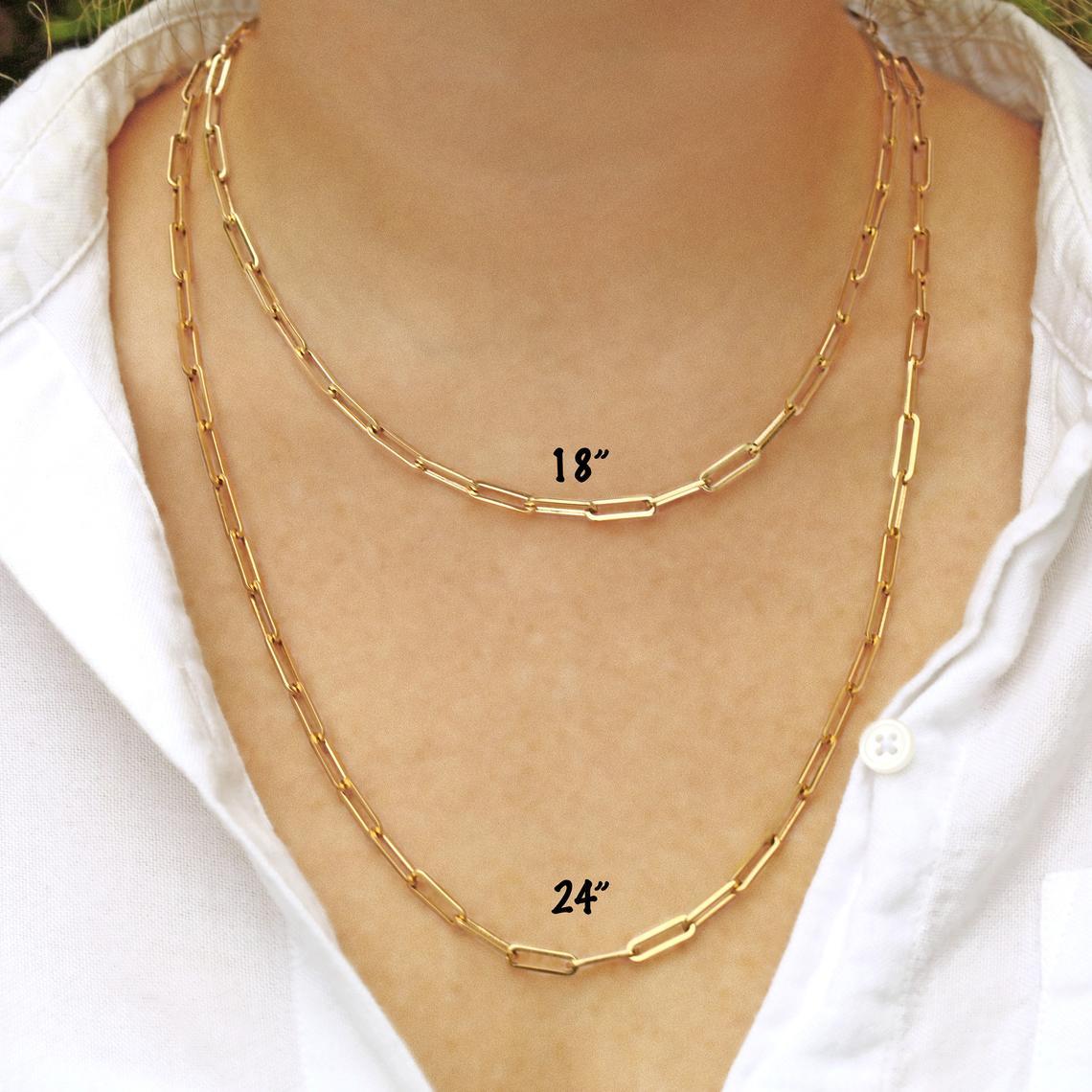 2021 Hot Fashion Paperclip Link Chain Women Necklace Stainless Steel Gold Color image 3