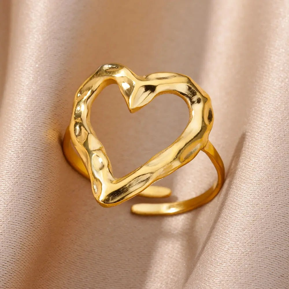 Stainless Steel Rings for Women Aesthetic Sunflower Gold Plated Wedding Couple image 54