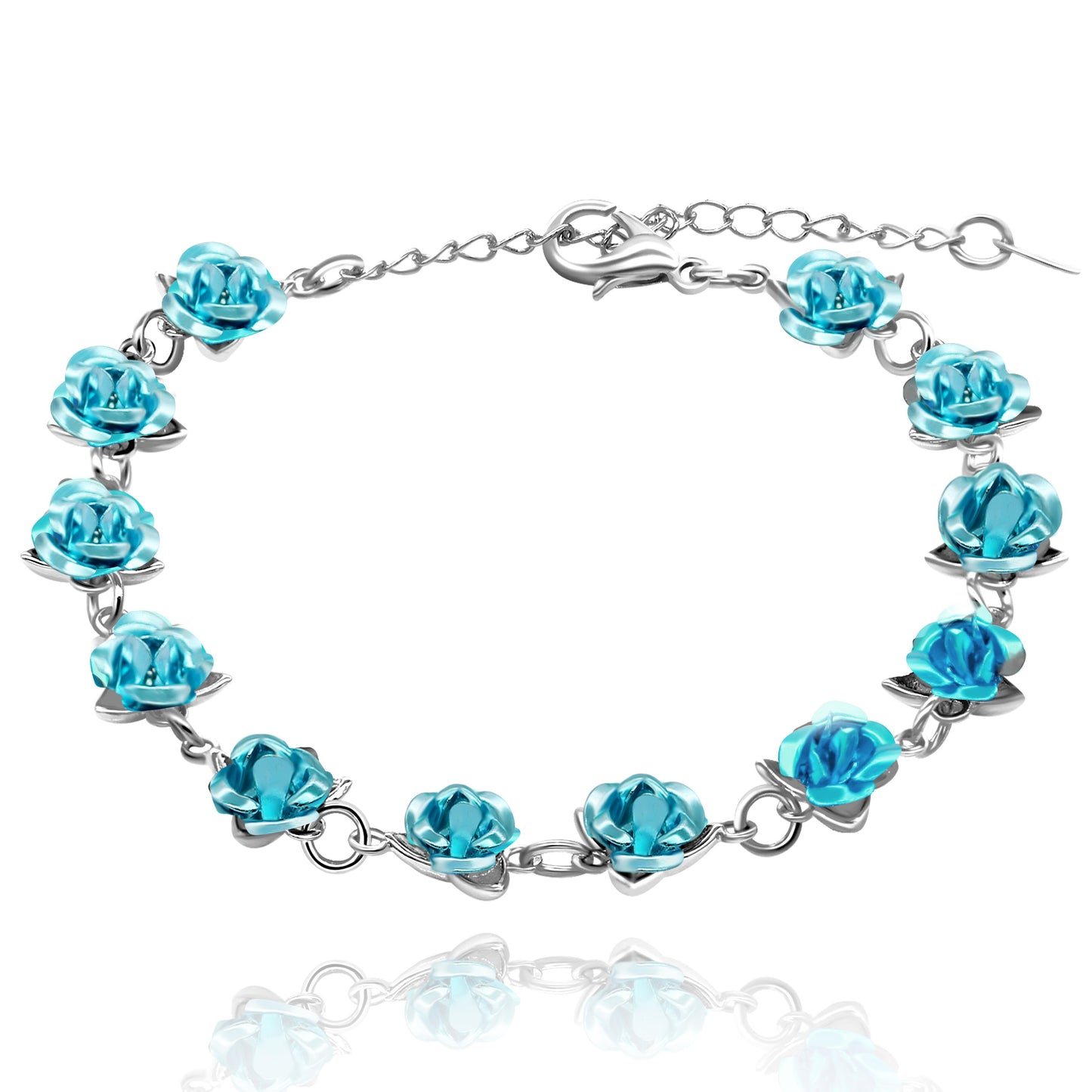 Uloveido Cute Red Rose Flower Charm Bracelet for Women Girls 18K Gold Plated image 7