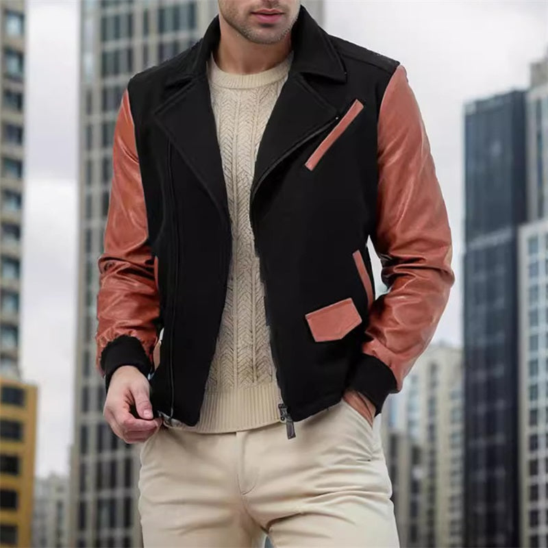 Men s Fit Quilted Puffer Jacket with Hooded Zip Up Long Sleeve Contrast Color image 4