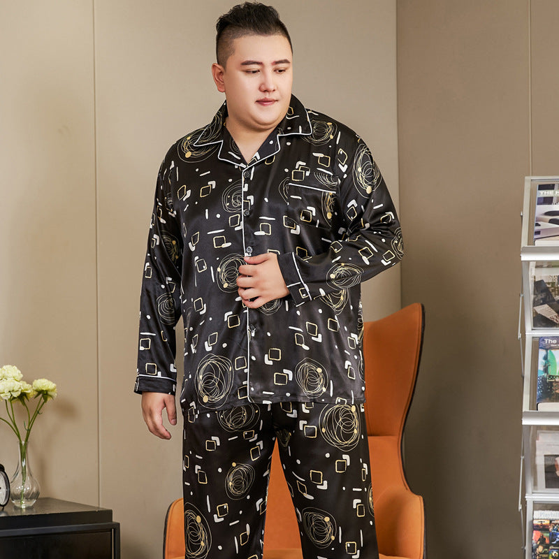 5XL Big Size Pajamas For Men 165KG Spring Summer Ice Silk Satin Cool Pajama Man image 2